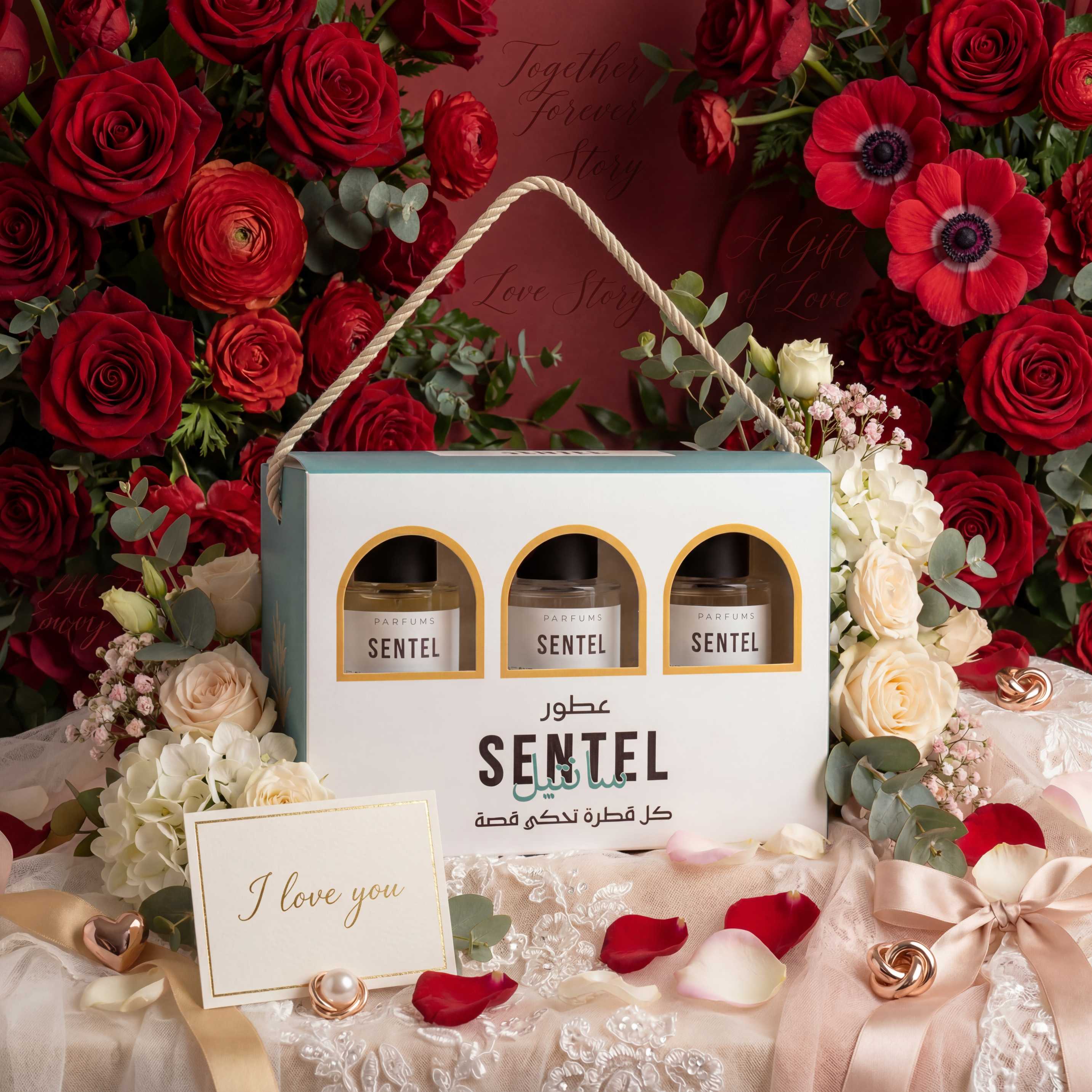Marriage Anniversary Gift Box 💌 – 3 Perfumes & Personalized Card Egypt – Sentel 50 ML